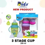 DODO 奶瓶 3 級杯 200ML 奶嘴吸管奶嘴 SIPPY BPA FREE