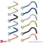 1 Pair Surgical Steel Zirconia Nose Studs Ring L-Shaped Ear Body Piercing Jewel