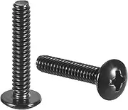 uxcell #8-32 x 3/4" Truss Head Phillips Machine Screws, Full Thread, Phillips Drive, 304 Stainless Steel 18-8, Black Oxide Finish, Quantity 50