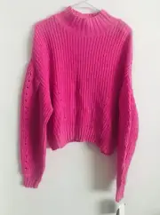Becca Tilley x Bar III Ribbed Turtleneck Sweater Pink Size L NWT