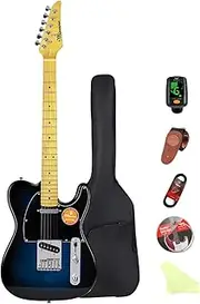 Bullstar Electric Guitar Beginner Kit TL Series, Full-Size Paulownia Wood Body, C-Shape Neck, Guitarra Electrica, Accessories Pack Guitar Bag MS110 (blue)