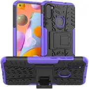 Samsung Galaxy A11 Case, Shockproof Heavy Duty Tough Kickstand Protective Rugged Case Cover (Purple)