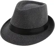 [outret] Stylish Men Ladies Manhattan Structured Ribbon Band Gangster Trilby Wool Fedora Hat Black Gray