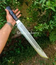 Handmade D2 Tool Steel Full Tang Hunting Machete With Sheath Combat Sword