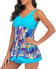 Two Piece Swimsuit Swim Skirt Swimwear Plus Size Print Bathing Suit Brazilian Women Swimming Wear Push Up Vintage