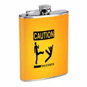 Caution Em1 Flask 8oz Stainless Steel Hip Drinking Whiskey