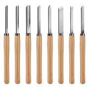 HAUTMEC Professional Wood Turning Chisel 8 pcs Set, Lathe Chisel Set with 2 S...
