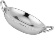 iplusmile Small Stainless Steel Round Bottom Pot Wok Pan Griddle Pan Metal Cooking Tool Stock Pot for Kitchen
