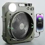 8.5 Inch Small Oscillating Camping Fan with 20000 mAh Battery, Portable Fan with 3 Levels LED, SOS Light, Quiet Table Fan with Handle, Max 75 Hrs, Personal Fan for Bedroom Office Hurricane Emergency