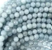 Genuine Natural 8mm Faceted Blue Aquamarine Round Gemstone Loose Beads15"Strand