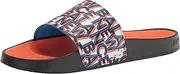 [New Balance] Men's 200 V1 Slide Sandal, Black/Vibrant Orange/Serene Blue, 5