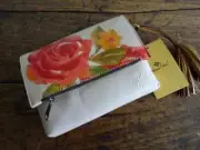 PATRICIA NASH CORFU Citrus Rose Placement PINK LEATHER CROSSBODY Clutch BAG
