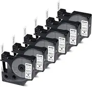 NodiSem Compatible with Dymo D1 Label Tape 45013 S0720530 Black on White Label Maker Refills Work for DYMO LabelManager 160 420P 210D 280 360D PnP Label Maker, 1/2 Inch x 23Ft, 6 Pack