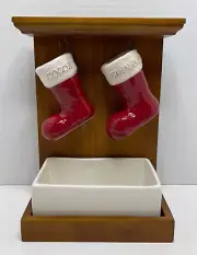 POTTERY BARN Ceramic Stocking Hot Cocoa Shaker Set-Christmas / Holidays - In Box