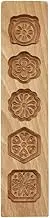 Mould Press,5 Flower Environmental Wooden Muffin and Mooncake Cups Handmade Soap Molds Biscuit Chocolate Ice Cake Candy,Cake Pans,Baking Decoration Mold 12.5" Wood Color