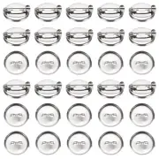 50 Pcs Silver Brooch Blank Round Trays with Alligator Clip and Pin(20mm/0.8")