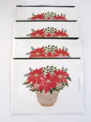 Crane's Crane & Co. Red Poinsettia Christmas Cards Set NIB