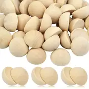 50 Pieces Half Wooden Balls Unfinished Split Wood Balls Half Round Wooden