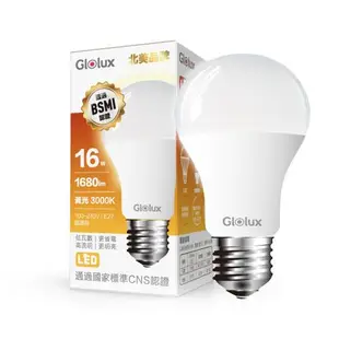 【Glolux】8入組 北美品牌 LED 16W 高亮度 E27 等同32W螺旋燈泡/全電壓 /通過BSMI認證(白光/黃光 任選)