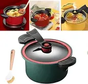 Micro Pressure Crock Pot,Micro Pressure Cooker, Micro Pressure Cooker Pot, Mini Crock Pot, Nonstick Soup Pot Multi-Functional Crock Pot Slow Cooker (Green)
