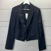 NWT J.CREW COLLECTION Satin Trim Notch Collar Wool Tuxedo Blazer Size 14