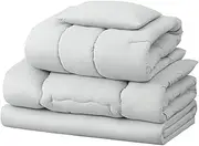 Iris Ohyama KFS-M5S Mattress Set 5-Piece Comforter Set with Storage Bag Included, Lightweight Setting, All Season, for Guests (Comforter, Mattress, Mattress) Single Light Gray
