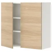 ENHET wall cb w 2 shlvs/doors, white/oak effect, 80x32x75 cm