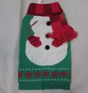 MERRY & BRIGHT red green holiday snowman Christmas dog sweater Med pullover NEW