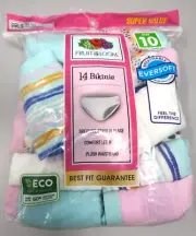 Girl's Fruit of the Loom Bikinis Size 10 Underwear 100% Cotton (Pack of 14)