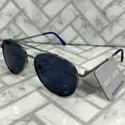NWT West Loop Sunglasses 23 482 GUN FWG Silver Frames Blue Lenses 100% UVA-UVB
