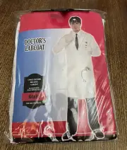 Adult Halloween Doctor's Lab Coat White One Size Fits Most New