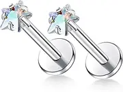 [BelezaDosas] G23 Titanium Labret Studs Threadless 16G Lip Rook Lobe Tragus Helix Cartilage Push Back Earring Piercing Jewelry