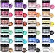 Mica Powder 24 Color 10g Each Pack, Pigment Powder Set for Painting, Nail Polish, Fine Arts, Lip Gloss, Makeup, Bath Bomb, Handmade Soap Making and Epoxy Resin