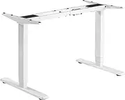 Ergonomic Height Adjustable Range 62-128cm Load 100kg 3 Stage Dual Motor Electric Standing Desk Frame, Sit Stand Desk Base with 3 Memory & LCD Display Smart Control Panel (Without Desktop) (White)