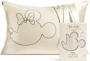 Mickey/Minnie x Kitsch Satin Pillowcase with Zipper - Softer Than Silk Pillow Cases for Hair & Skin Cooling Pillow Cases Covers | Satin Pillow Cases Standard Size (Mrs. Mouse, 1 Pack)