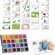 Sponge Finger Painting Kit, Fingers Paint Set with Sponges and Brushes, Harmless Paints Kit, Art Tool Set for Kids, Classroom, Party Crafts, Home Decoration, Pottery, School Activities, 21.5x15x3.5cm