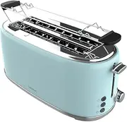 [Cecotec] Toaster 4 Slices Toast & Button 1600 Retro Double Blue, 1630 W, 2 Wide and Long Slots of 3.8 cm, Stainless Steel, Top Racks, Adjustable Power, Crumb Drawer