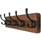 Coat Rack Wall Mounted with 5 Coat Hooks - Heavy Duty Wooden Wall Coat Hanger...