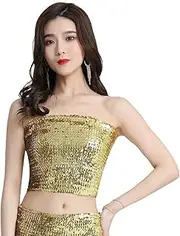 [Colaxi] Belly Dance Sequin Tube Top, Tank Crop Tube Top, for Party Festival