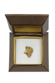 Sheltie - Dog brooch in decorative box, elegant gold-plated pin, Art-Dog brand j