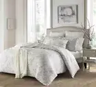 Stone Cottage Comforter Set King-Size 3-Piece Floral Reversible Cotton Gray