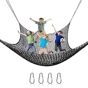 Playground Climbing Net,Double Layers Climbing Cargo Net Heavy-Duty | Climbing Net with 4 Extra Hooks Protection for Indoor & Outdoor Game