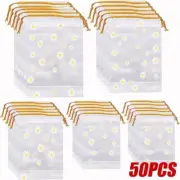 50PCS Drawstring Waterproof Clothes Shoes Storage Bags Daisy Pattern Packaging