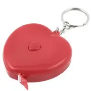 1.5M Red Plastic Heart Shaped Shell Keychain Retractable Measuring Tape Ruler