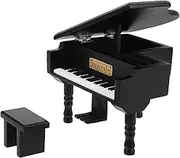 OHPHCALL Box Empty Music Box Music Mechanism with Bench and Metal Pedal Birthday Present for Wooden Piano Model Piano Accessories Aluminum Alloy Black