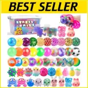 Ultimate Stress Relief Fidget Balls - 54 Assorted Squishy Designs for Relaxation