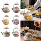 Enamel Tea Kettle Leakproof Floral Enamel Pot for Kitchen Cold Water