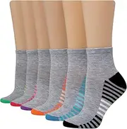 [Hanes] Women's Cool Comfort Moisture Wicking Arch Support Ankle Socks, 6-pair Pack