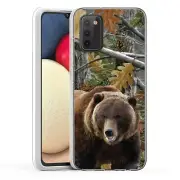 (Hunter Bear Camo)ShockProof TPU phone case cover(Clear)for Samsung Galaxy A02s