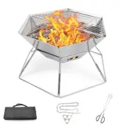 Outdoor Portable Heating Fire Pits, Stainless Steel Bonfire Pit 20 * 17 Inches